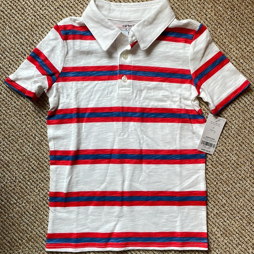 NWT Carters red white and blue polo shirt